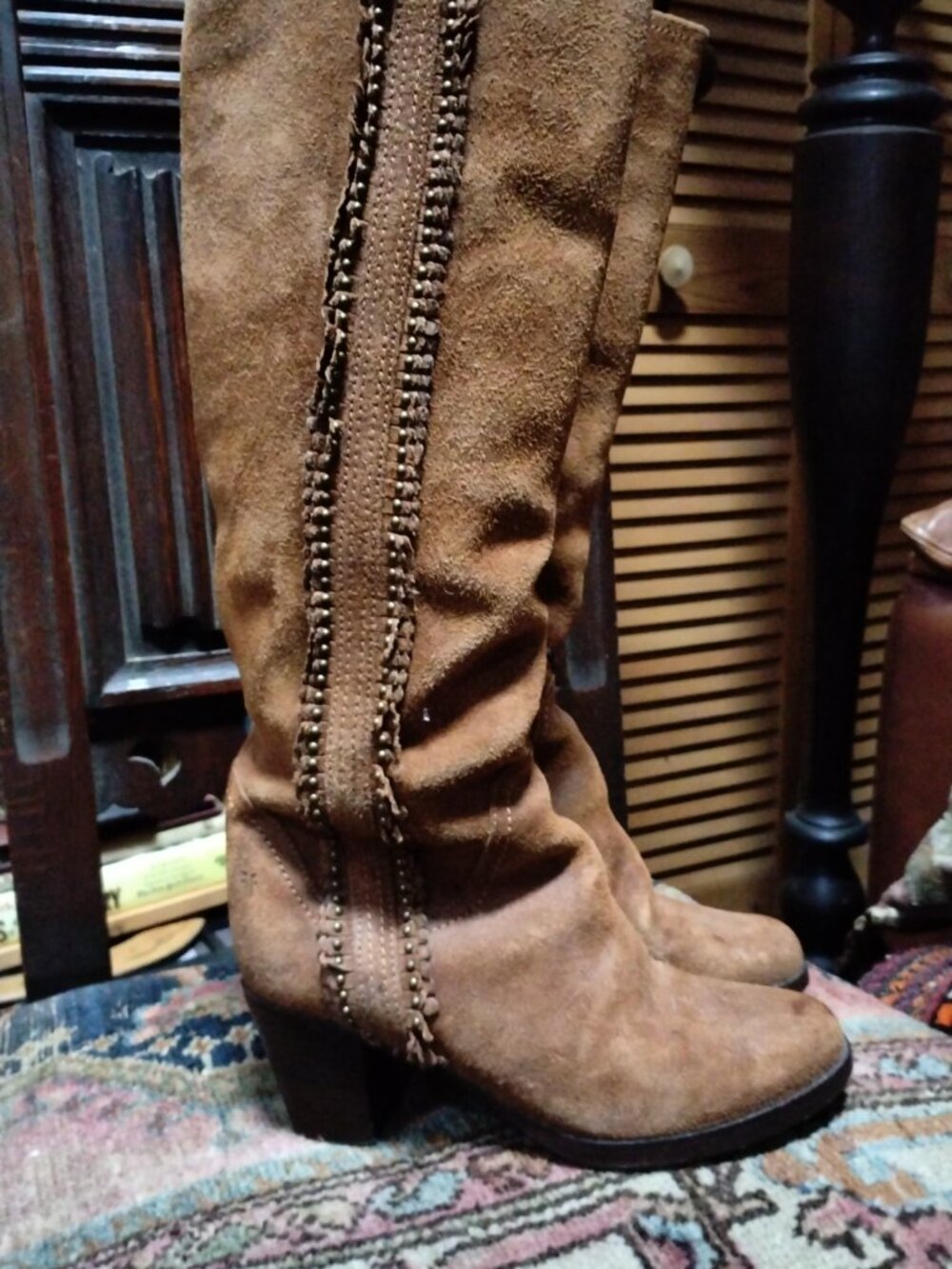 Vintage Frye Suede And Leather Tall Boots Sold As Is Size 6